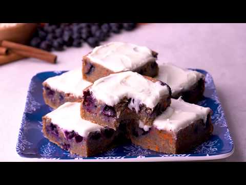 Blueberry Carrot Cake Bars (Gluten free, Dairy Free Option)