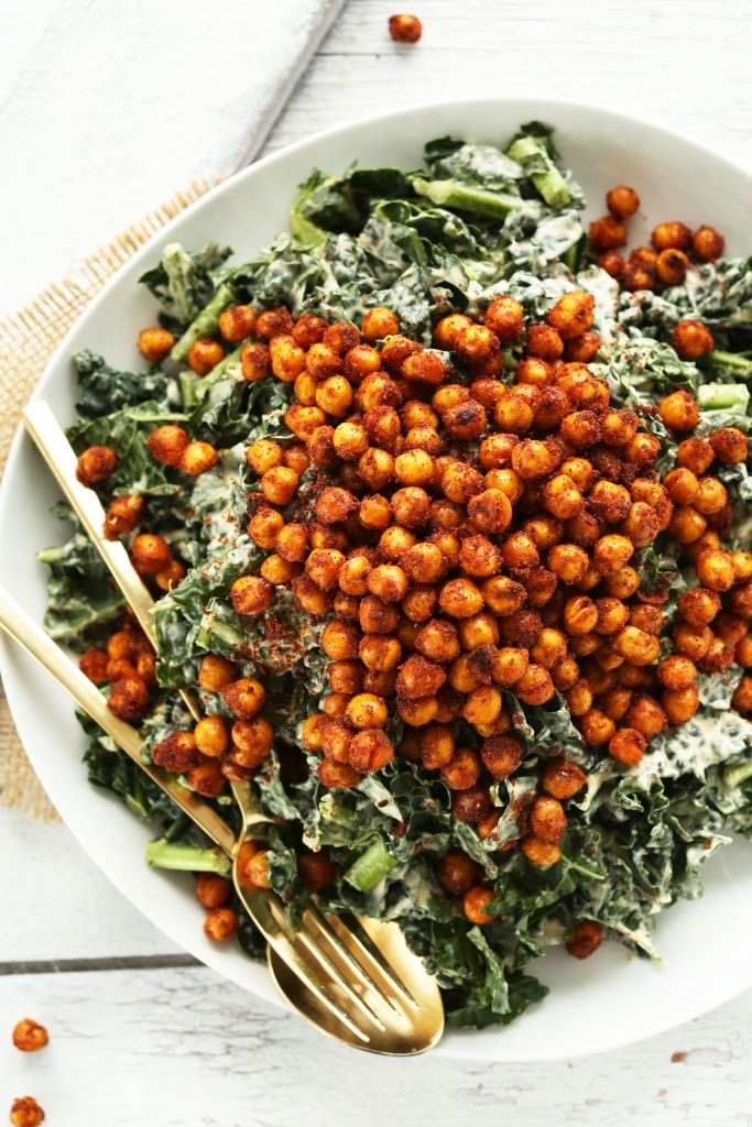 Garlicky Kale Salad with Chickpeas