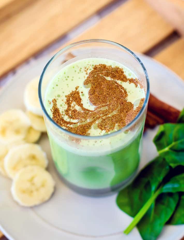 Good for You Naturally Green Recipes - POWER breakfast Green Smoothie recipe with a touch of matcha! Protein packed and healthy.