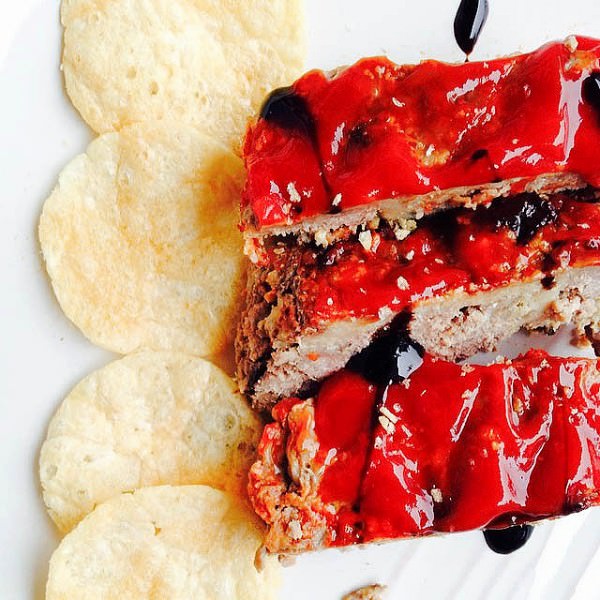 pop chips meatloaf with tangy balsamic glaze. (gluten free). Instead of using bread crumbs, just crumble sea salt popchips into your meat loaf. It's amazing , healthy, tasty, and kid friendly!