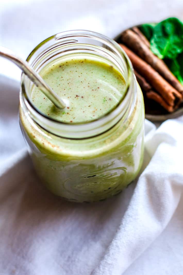 Simple Healthy gut Green Smoothie - vegan, gluten free, and packed with nourishing ingredients.