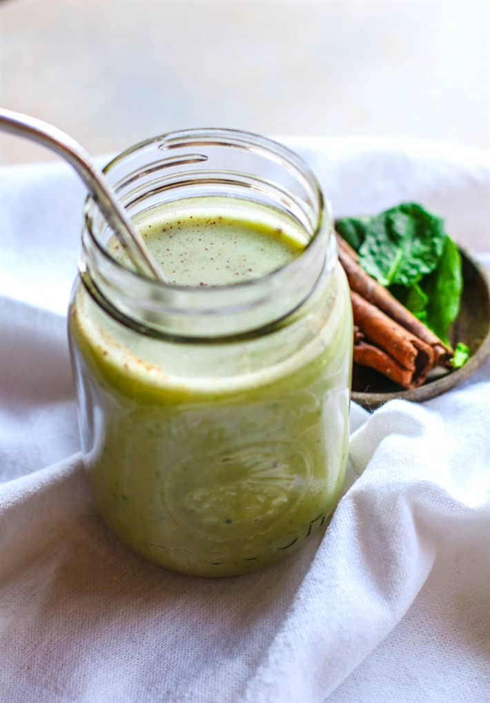 Simple Healthy gut Green Smoothie - vegan, gluten free, and packed with nourishing ingredients.