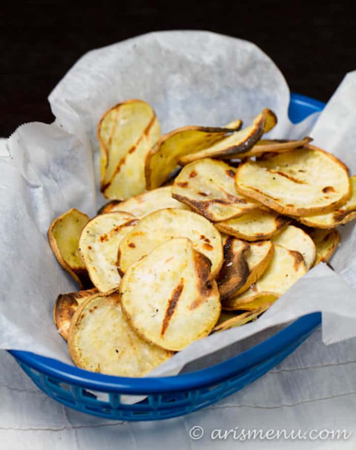 Grilled sweet potatto chips