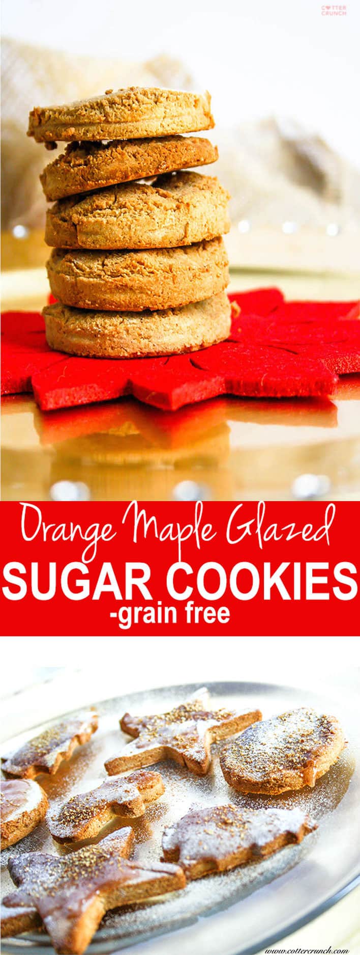 A sweet and refreshing twist on your average holiday cookie! Grain Free and Paleo friendly! Orange Maple glazed sugar cookies are great for sharing.