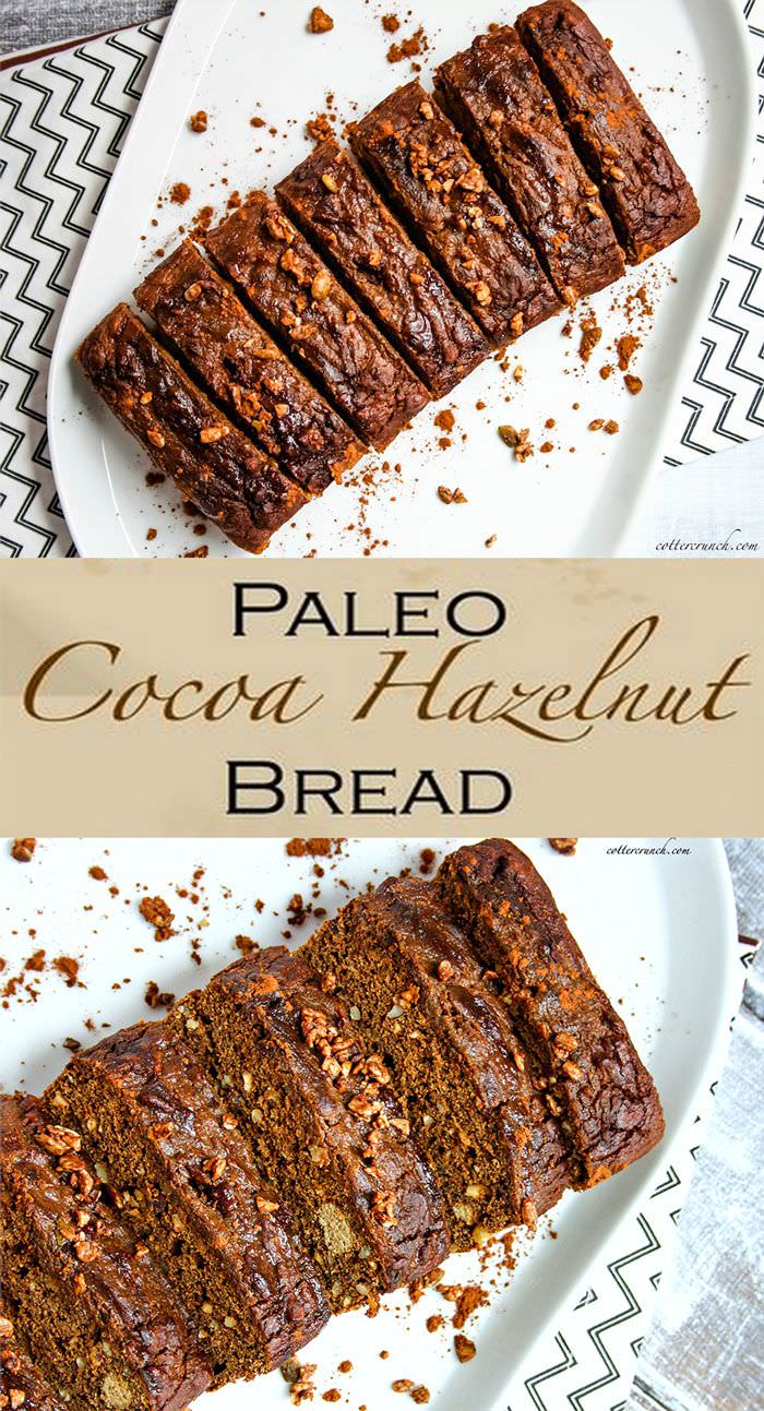 paleo cocoa molasses hazelnut bread. Grain free baking at it's finest! Flour chocolate goodness that great for breakfast or dessert!