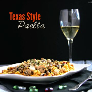 A Texas Style twist on Spanish paella recipe! This gluten free paella is full of beneficial fiber and a spicy, Texas kick. Get the easy paella recipe here!