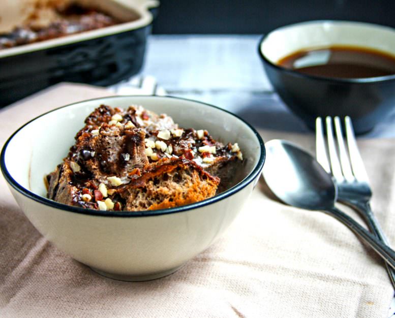 Gluten free mocha muffin bread pudding! Paleo and Dairy free options. Perfect for recycling dried out muffins. Delicious breakfast too! @Cottercrunch