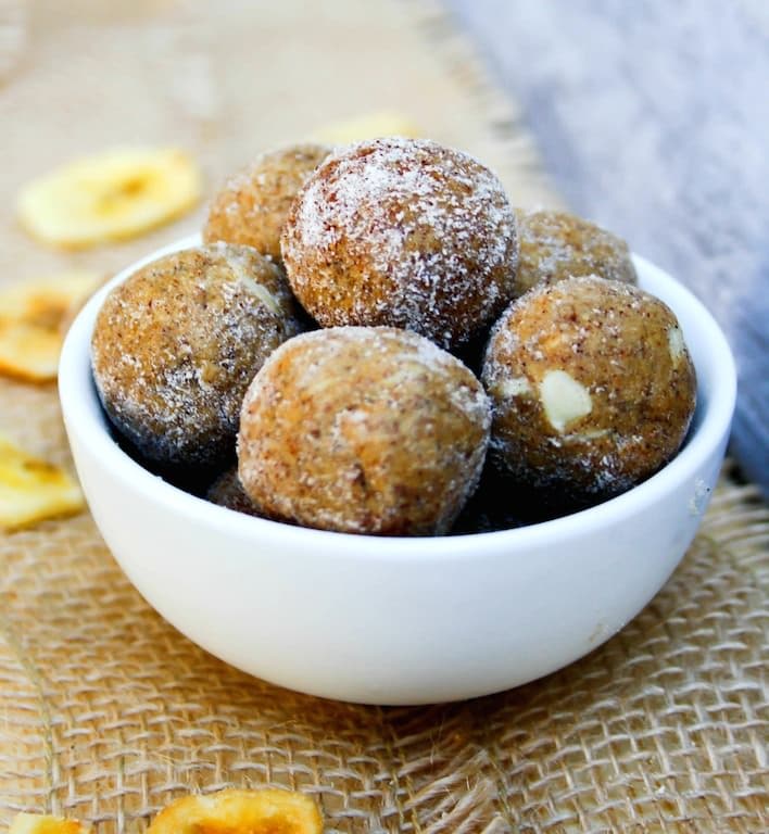 Cinnamon and Spice Plantain Protein bites! A Grain Free Protein Bite flavor using winter spices; Cinnamon Clove, Ground Anise! Paleo and Vegan Friendly