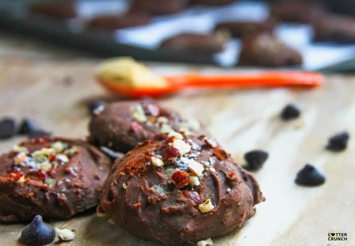 Chocolate nut cookies with mesquite are dairy free AND gluten free! Great post workout snack or breakfast on the go! Nutrient dense and full of sweet, smoky flavor!