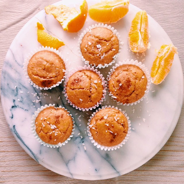 tropical orange protein muffins