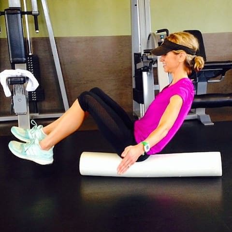 boat pose on foam roller. Great for balance and core work. Hold the position as long as you can!