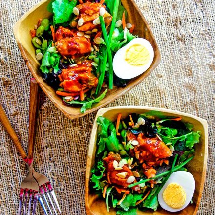 Asian BBQ Salmon Salad: An easy to make, gluten-free recipe with tasty ingredients that help the body with Lycopene absorption.