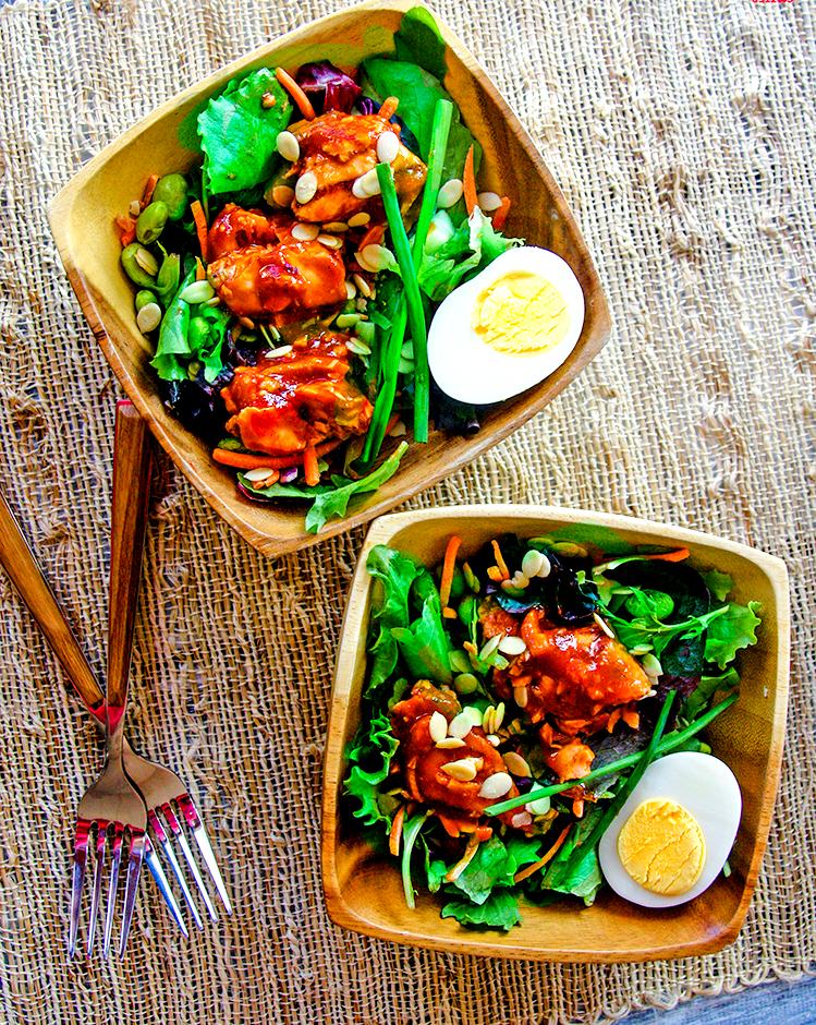 Asian BBQ Salmon Salad: An easy to make, gluten-free recipe with tasty ingredients that help the body with Lycopene absorption.