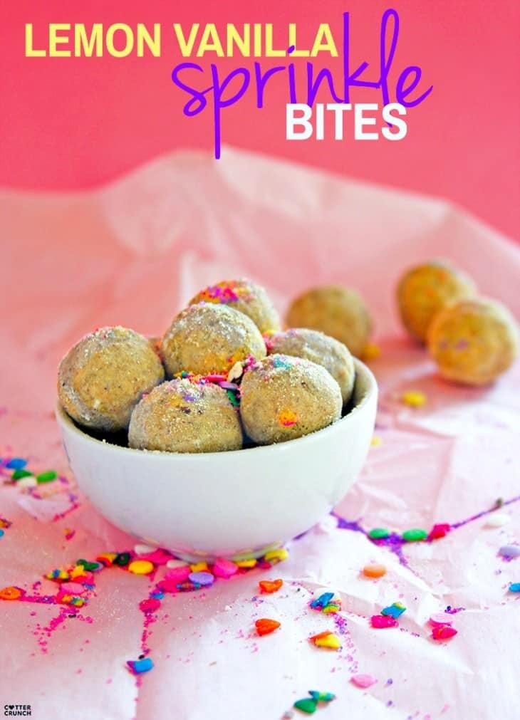 Packed with healthy fats and protein, these gluten free cake bites are perfect for post workout or after school snacks.