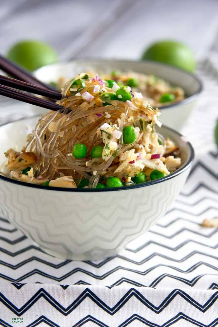 Spring Pea and Onion Gluten Free Noodle Bowls; a light but flavorful Spring dish! Made gluten free with rice or kelp noodles and great with seafood, chicken, or tofu! Ready in 30 minutes or less.