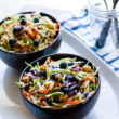 Perfectly Creamy and Tart Broccoli Slaw Salad with Blueberries. It's backed with antioxidants and probiotics! The tang comes from using a kefir and greek yogurt blend instead of mayo. Which also makes it healthy and gut friendly. Super clean eating with great flavor!