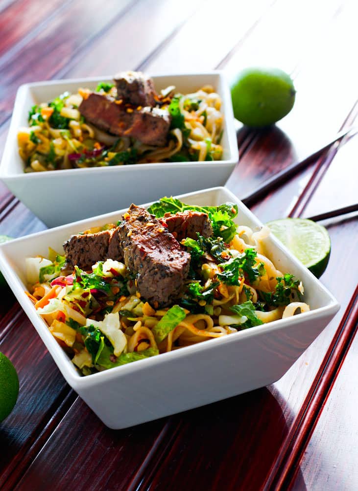 Spicy Rice Noodle Salad - 2 Ways {Gluten Free}