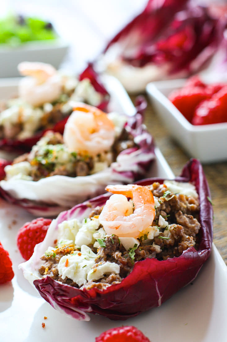 Gluten-Free-Slow-Cooker-Pork-Stuffed-Radicchio-Cups. Gluten Free Slow Cooker Raspberry Pork Radicchio Wraps. Sounds fancy but it's such an easy recipe to make and serve in the slow cooker! A flavorful healthy dish your whole family will love! Great for a meal or a gluten free appetizer.