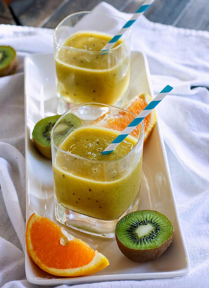 Homemade Orange Kiwi Citrus Electrolyte Slushy! Try this homemade citrus slushy drink to rehydrate and stay healthy during those hot summer months or with strenuous activity. A delicious drink packed with Vitamin C, Minerals, and Natural Sugars! This slushy combines the super powers over Orange, Kiwi, honey, Lime Juice, and sea salt to keep the body well tuned! Plus it's great for kids!