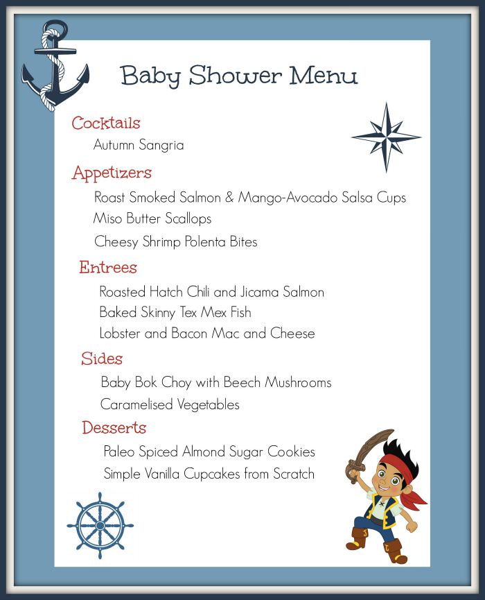 Sea themed Menu for party or baby shower(f)