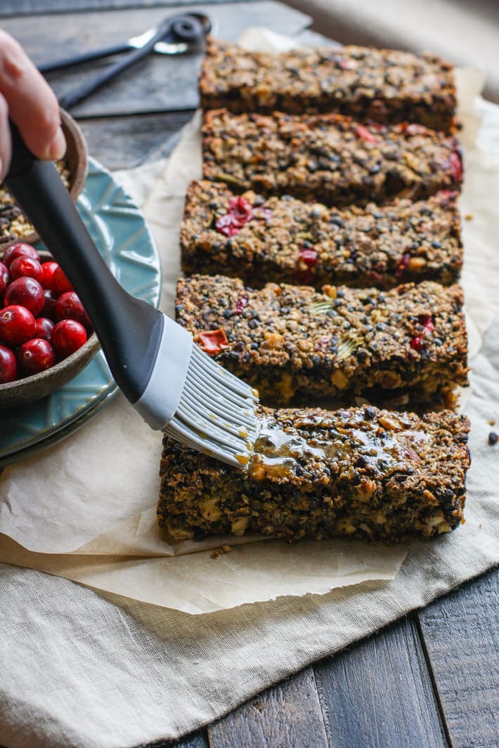 Gluten free Vegan Cranberry Lentil loaf! with simple maple glaze! Super easy to make as a side dish or a main dish.