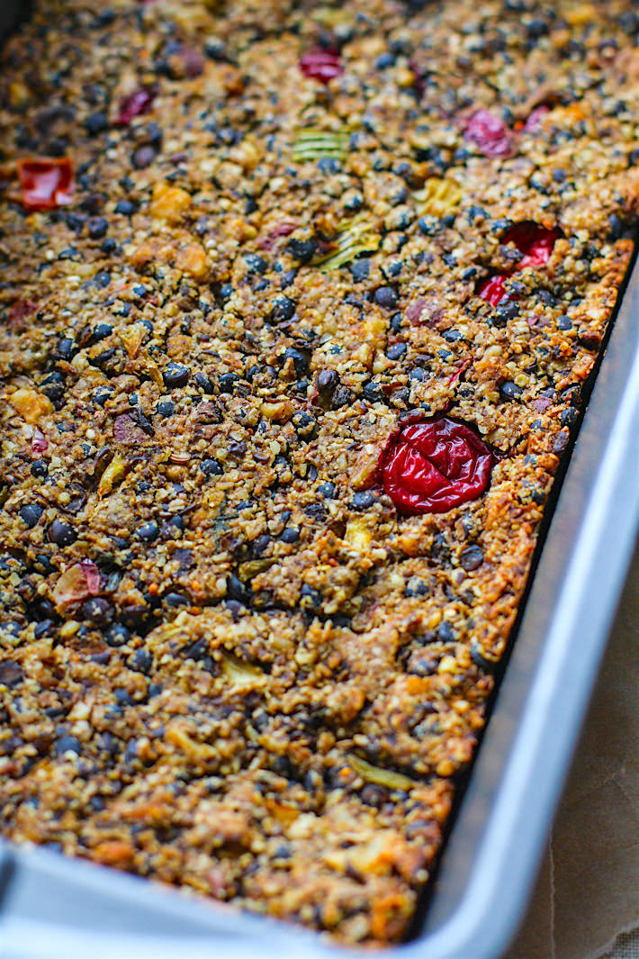 Gluten free Vegan Cranberry Maple Lentil loaf! A great dish to add to your Thanksgiving or Christmas table. Super easy to make as a side dish or a main dish.
