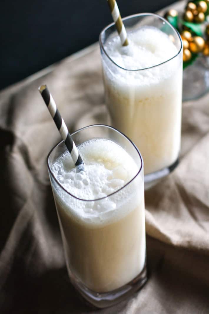 Healthy Coconut Milk Eggnog Steamers! This dairy free eggnog drink is quick to make, single serve or for multiple, full of good healthy fats, and super tasty! Enjoy good healthy and taste during the holidays!