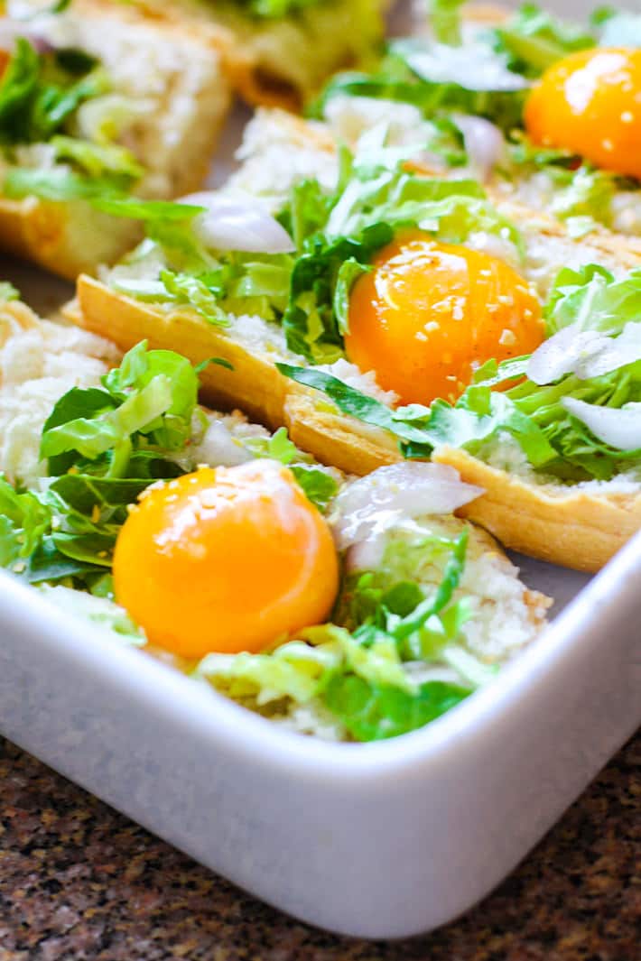 veggie stuffed baked egg boats on @udisglutenfree baguette (pre baking)