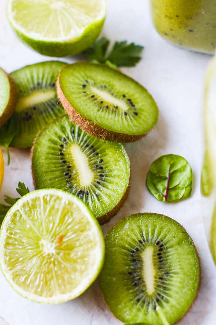 Give your digestion a little TLC with this Kiwi Super Green Smoothie! Super ingredients are all healthy and nourishing for the body and digestion. A green smoothie that does a body good. Simply delicious and refreshing! Paleo and vegan friendly!