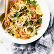 Light and Zesty Carrot Celeriac Spiralized Salad! This vegetable spiralized salad is simple and healthy to make, not to mention delicious! A paleo, vegan, and whole 30 friendly veggie noodle salad option you can make under 30 minutes.
