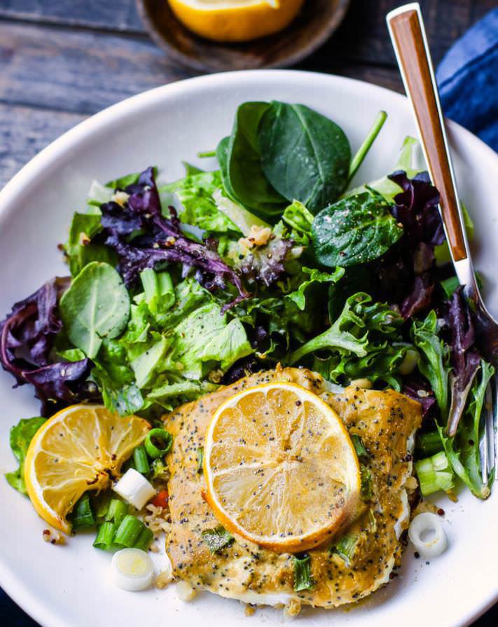 Maple mustard poppy seed baked cod - Super simple maple mustard poppy seed sauce that is the perfect pair with baked cod! A Quick, Healthy, Paleo friendly meal. Not to mention delicious!