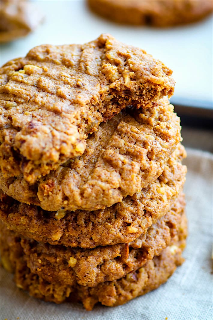 Crispy Flourless Banana Almond Butter Cookies. Healthy flourless almond butter cookies that only need a few ingredients to make! These flourless cookies are gluten free, paleo, and vegan friendly. Plus they TASTE AMAZING! Lightly sweetened with ground banana and perfectly nutty with an almond butter base. Great for kids, fuel, snacks, and breakfast on the go!