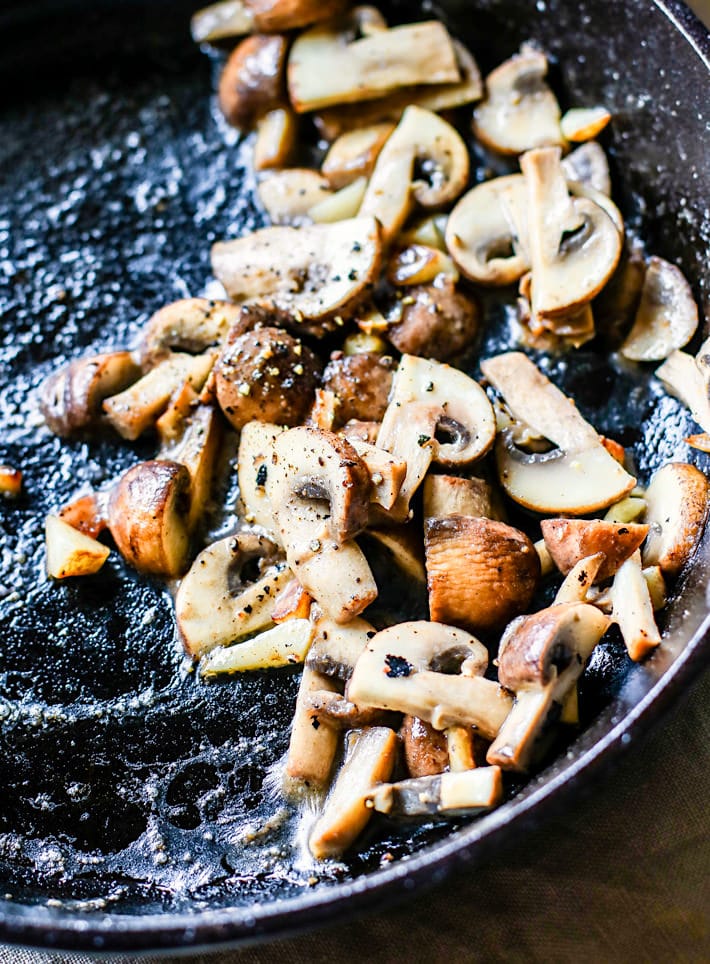 creamy garlic sauteed mushroom toast with basil {gluten free}