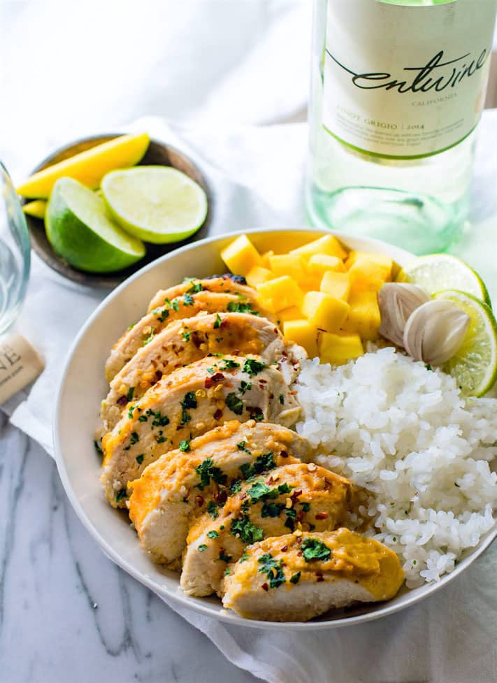 15 Super Bowl Recipes To Feel More Satisfied In Life - Chili Lime Mango Marinated Chicken Bowls