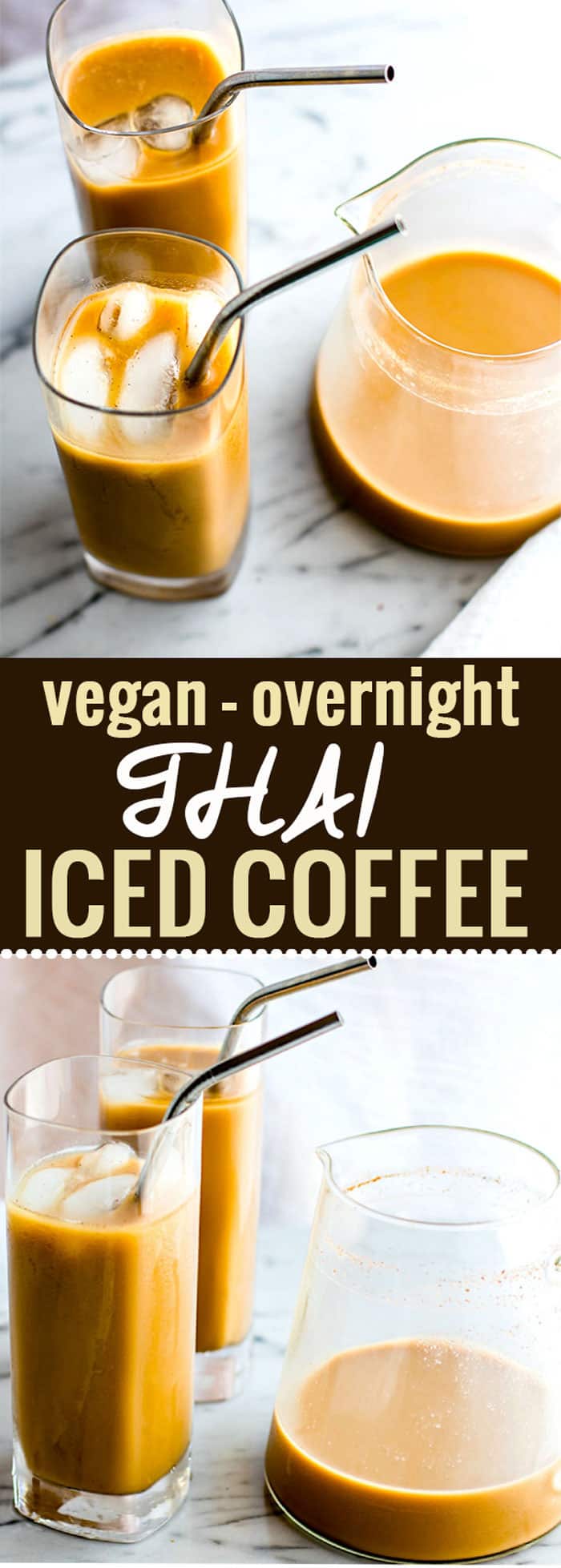 Vegan Overnight Thai Iced Coffee. A super simple THAI iced coffee that's healthy and packed with flavor! This vegan iced coffee version is perfect to make ahead and enjoy the next morning. @lovemysilk #nutchello