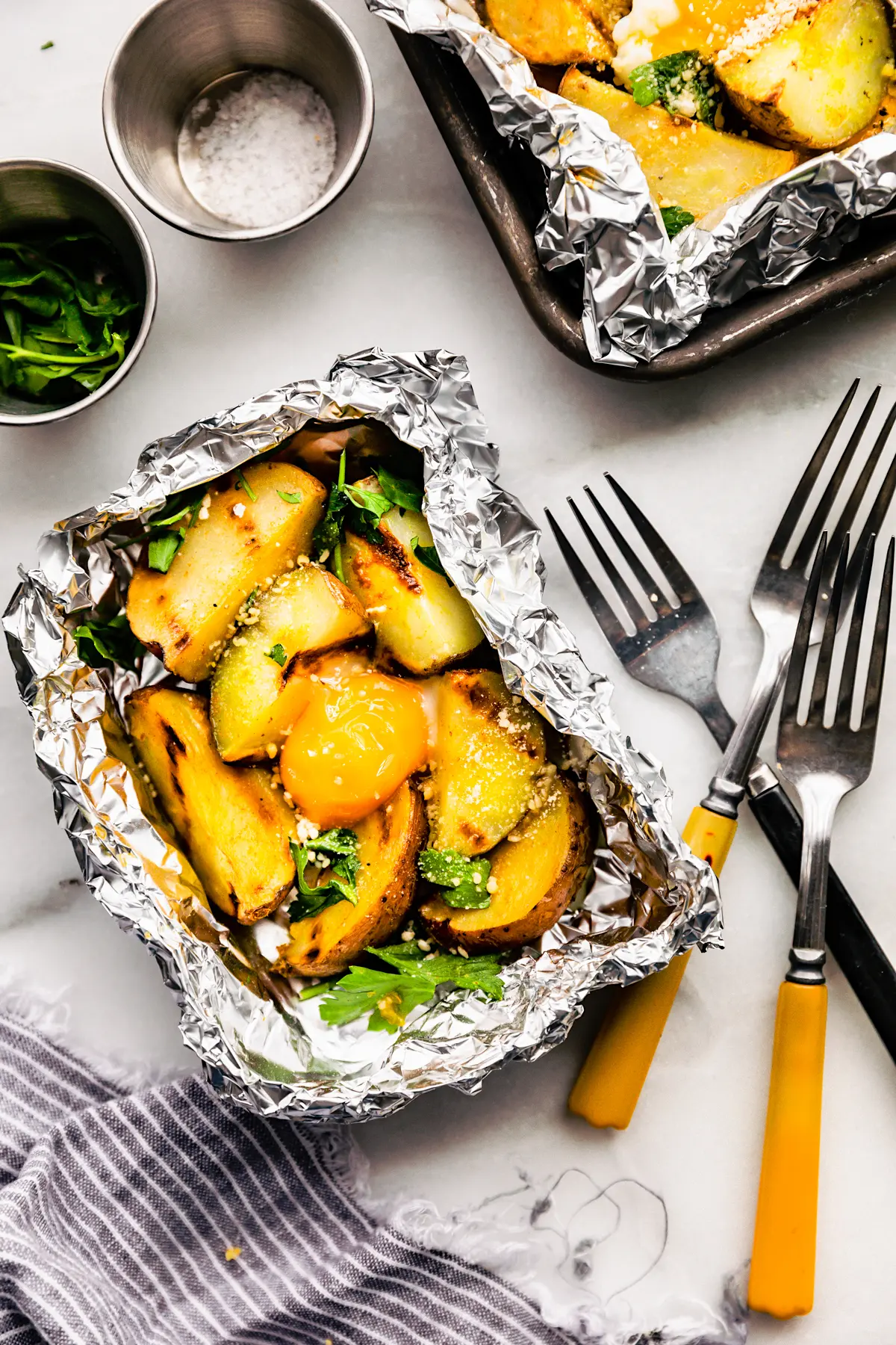Foil Packet Potatoes and Eggs 