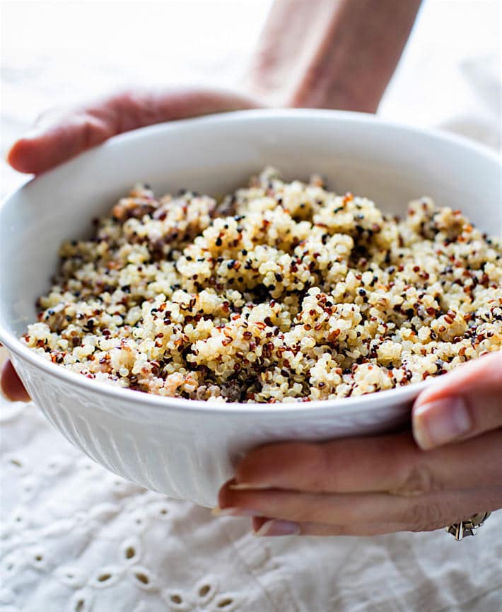 a bowl of cooked quinoa
