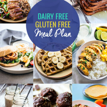 titled photo collage: Dairy-Free and Gluten Free Meal Plan