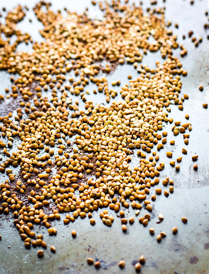 Toasted buckwheat. Great to use in Gluten free baking or as a topping