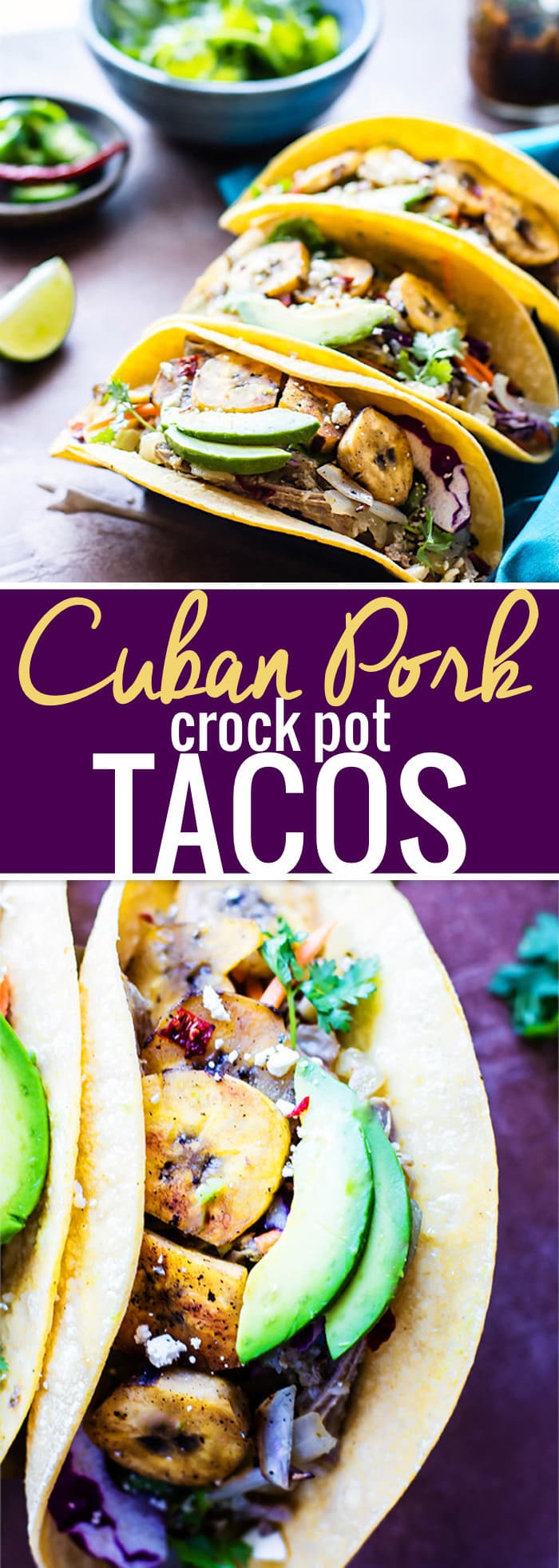 Healthy and Easy Gluten free Cuban Pork tacos! Made with simple ingredients and tons of flavor! A simple meal that is great to feed a crowd, light, and delicious! Clean eating recipe and a family dinner favorite. @cottercrunch