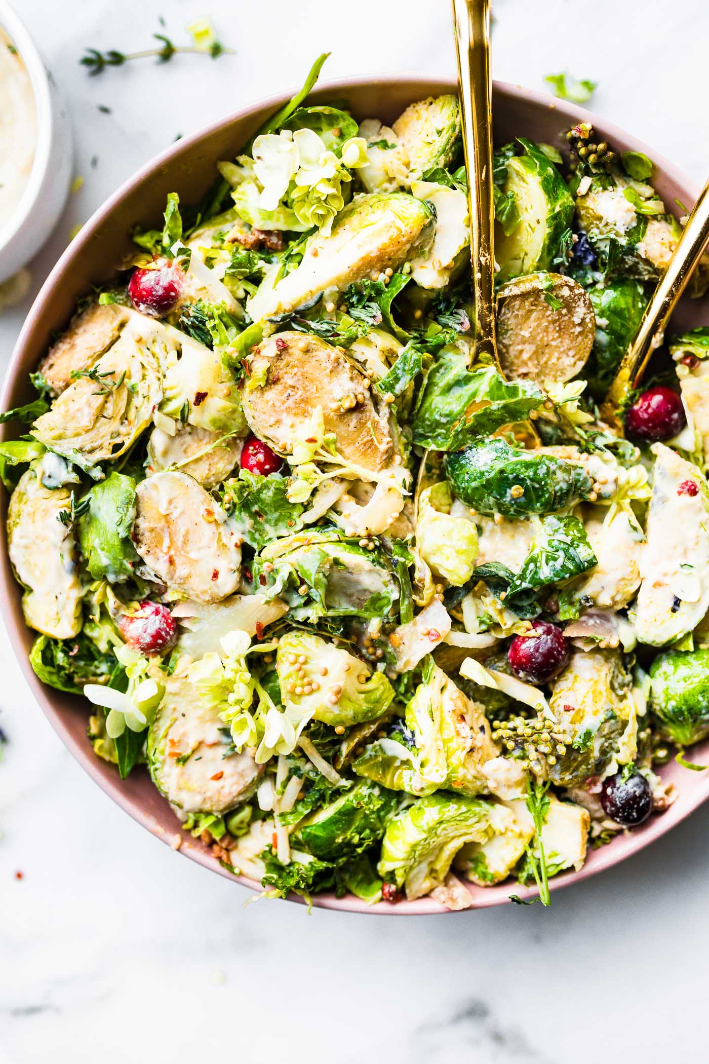 sauteed brussel sprouts salad with mustard sauce- vegan
