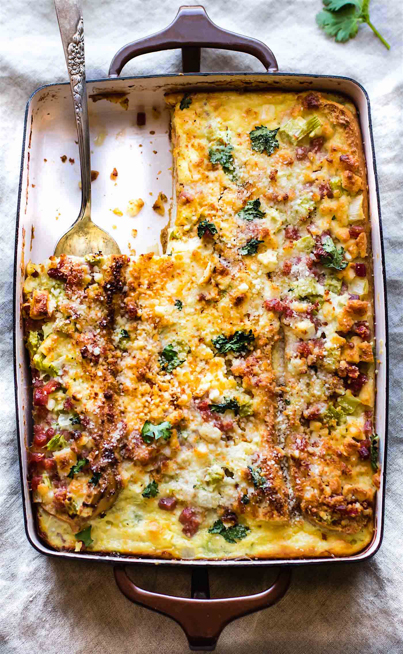 gluten free breakfast strata with ham and cheese