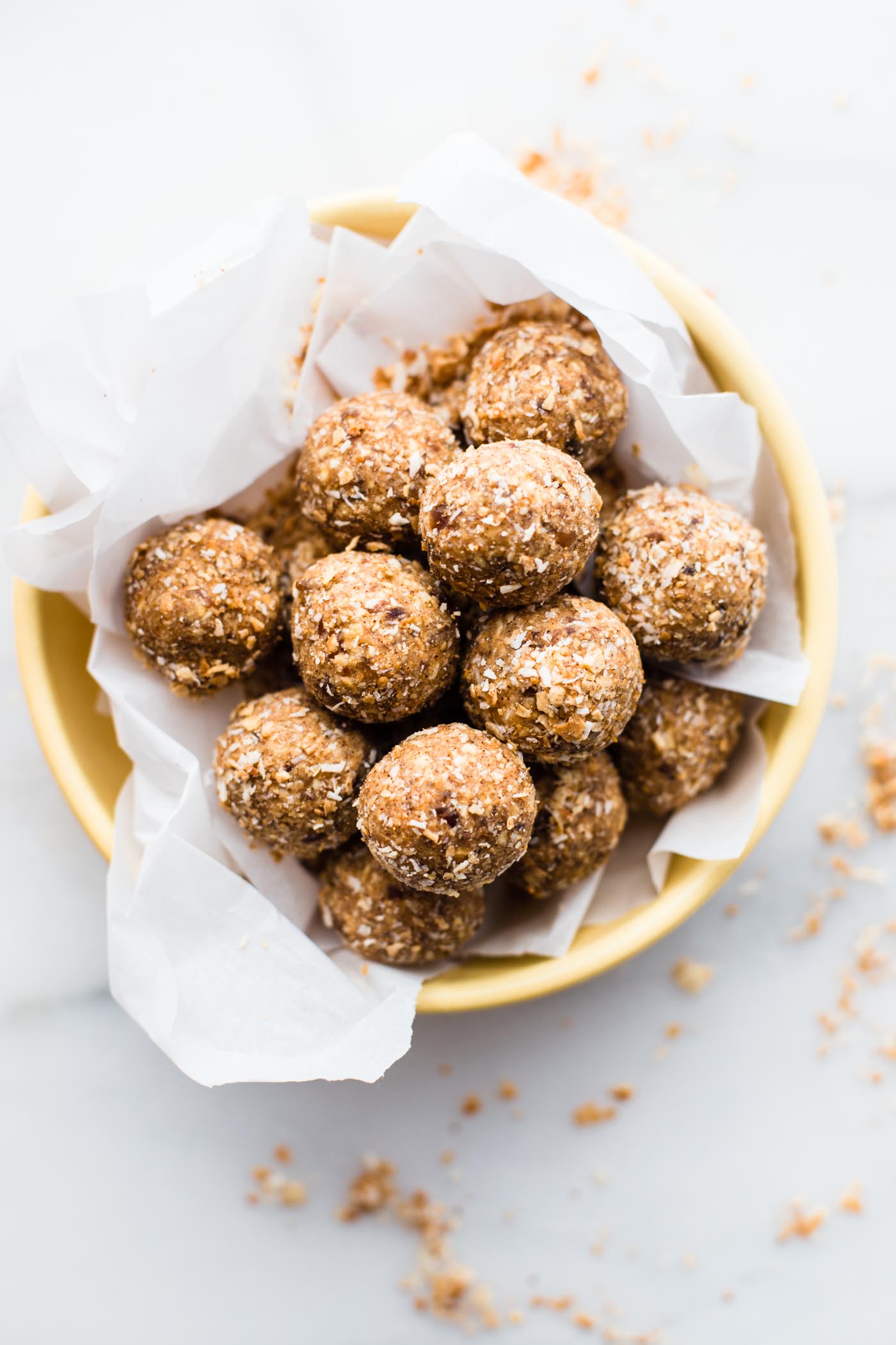 a healthy vegan snack - Toasted Coconut Bliss Balls