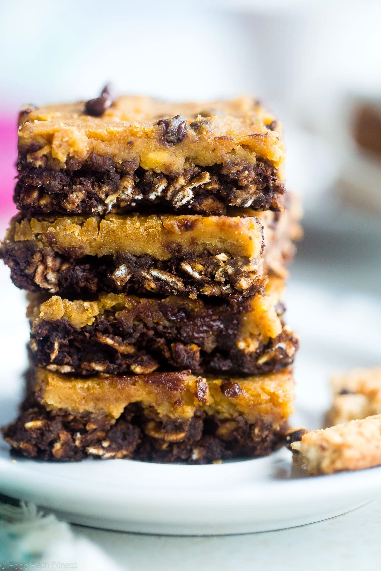 These Vegan Cookie Dough Oatmeal Breakfast Bars are perfect for a healthy grab and go breakfast. Plus they taste like dessert! Easy to make and gluten free!