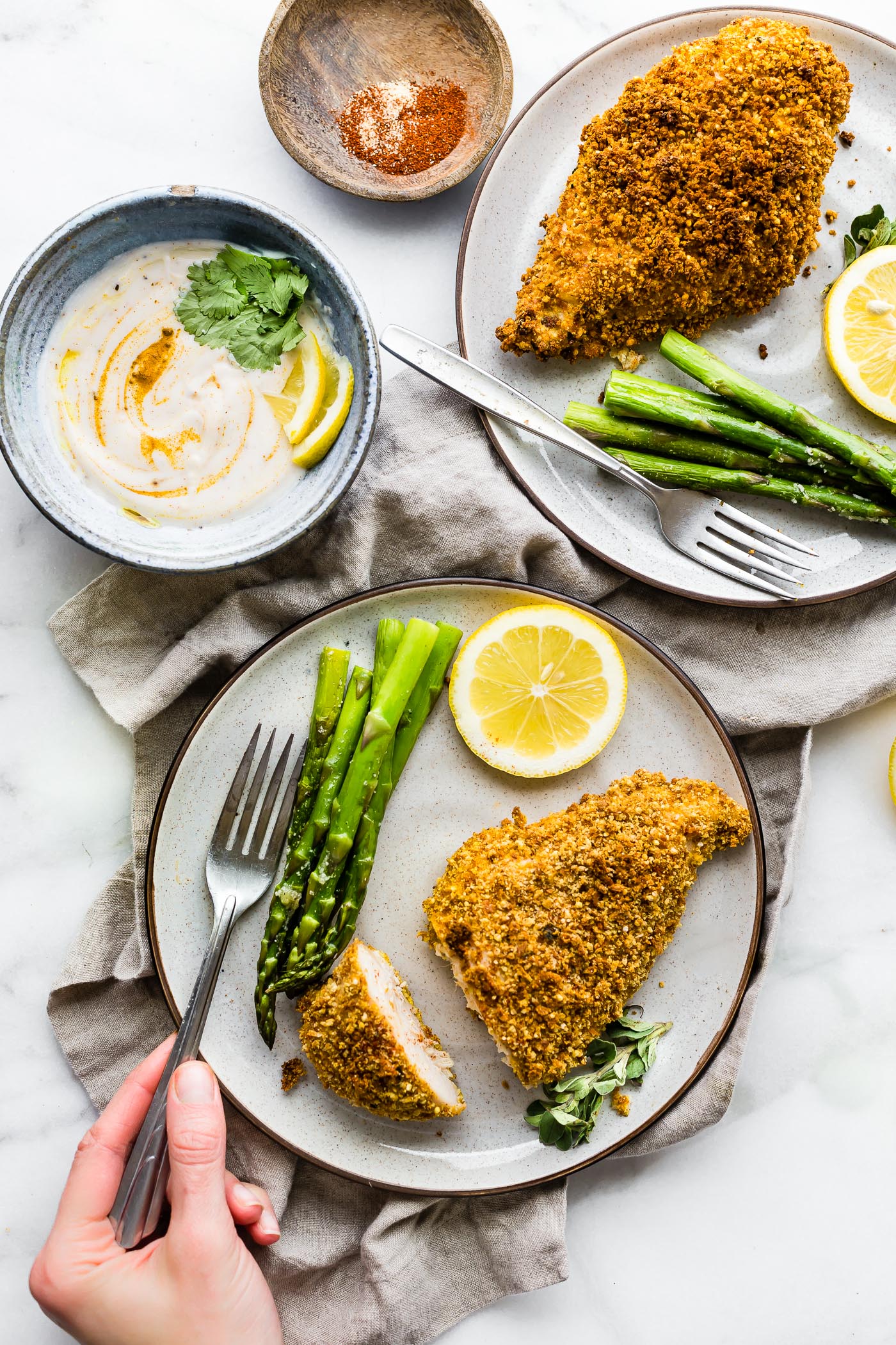 Gluten-free Panko Crusted Paprika Chicken recipe! A baked chicken recipe with gluten-free panko bread crumbs and paprika spices! Easy, quick, one pan meal.
