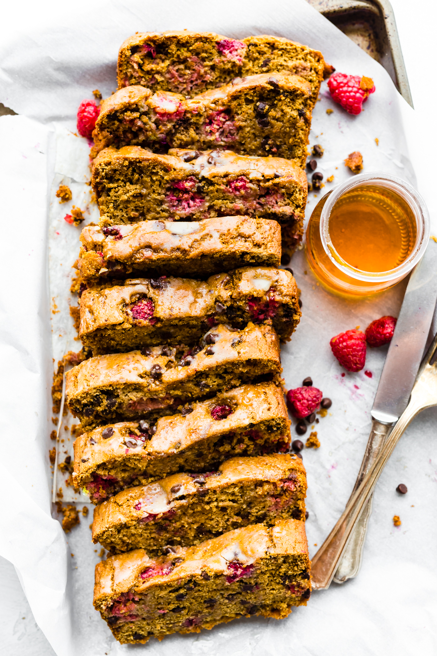 A Gluten Free Chocolate Raspberry Pancake Bread recipe that's great for brunch or breakfast. It's simple to make with wholesome ingredients. An allergy friendly and vegan friendly "quick" pancake bread recipe with the just the right fruit and chocolate combo. Freezer friendly too!