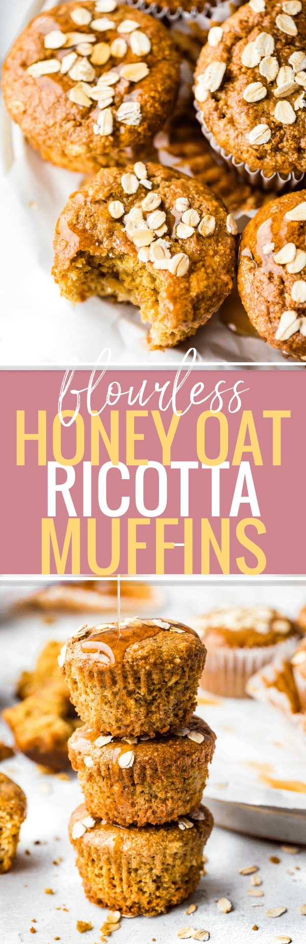 These Flourless Honey Oat Ricotta Muffins are easy to make for a healthy breakfast or snack! A Gluten-free Ricotta Muffins recipe that's honey sweetened and rich in protein, fiber, and calcium. Flourless baking made quick and simple. www.cottercrunch.com