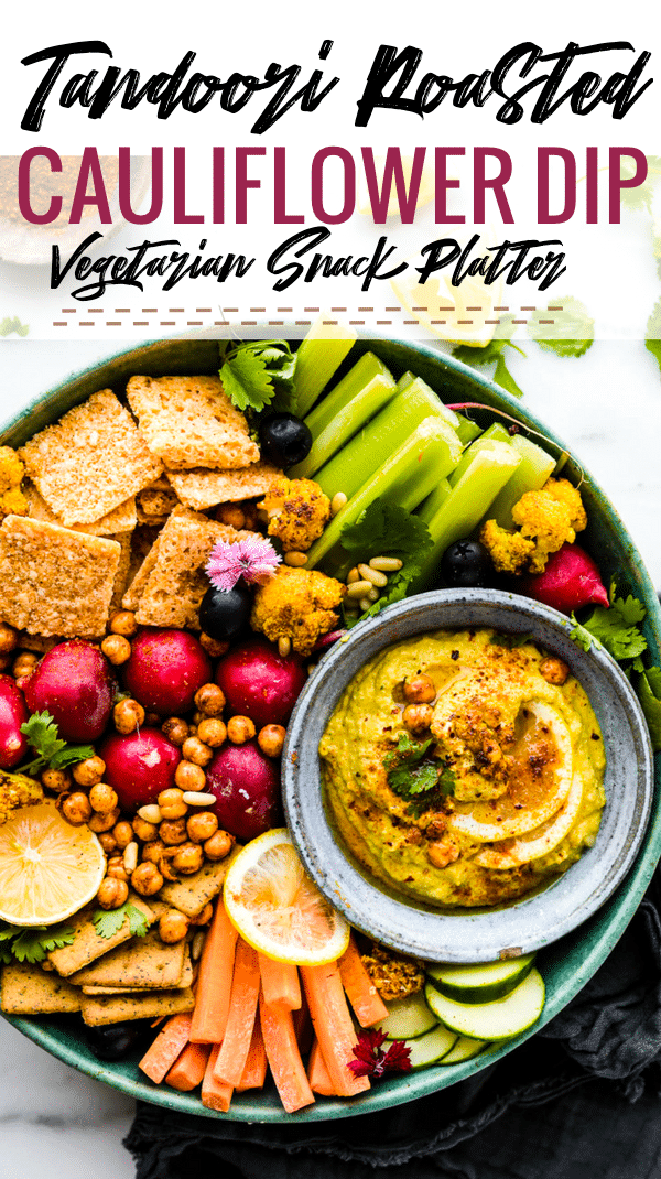 This TANDOORI ROASTED CAULIFLOWER DIP is one flavorful creamy vegetable dip! Perfect for snacking, appetizers, or small plates. Simple, healthy, delicious! #appetizer #healthy #lowcarb