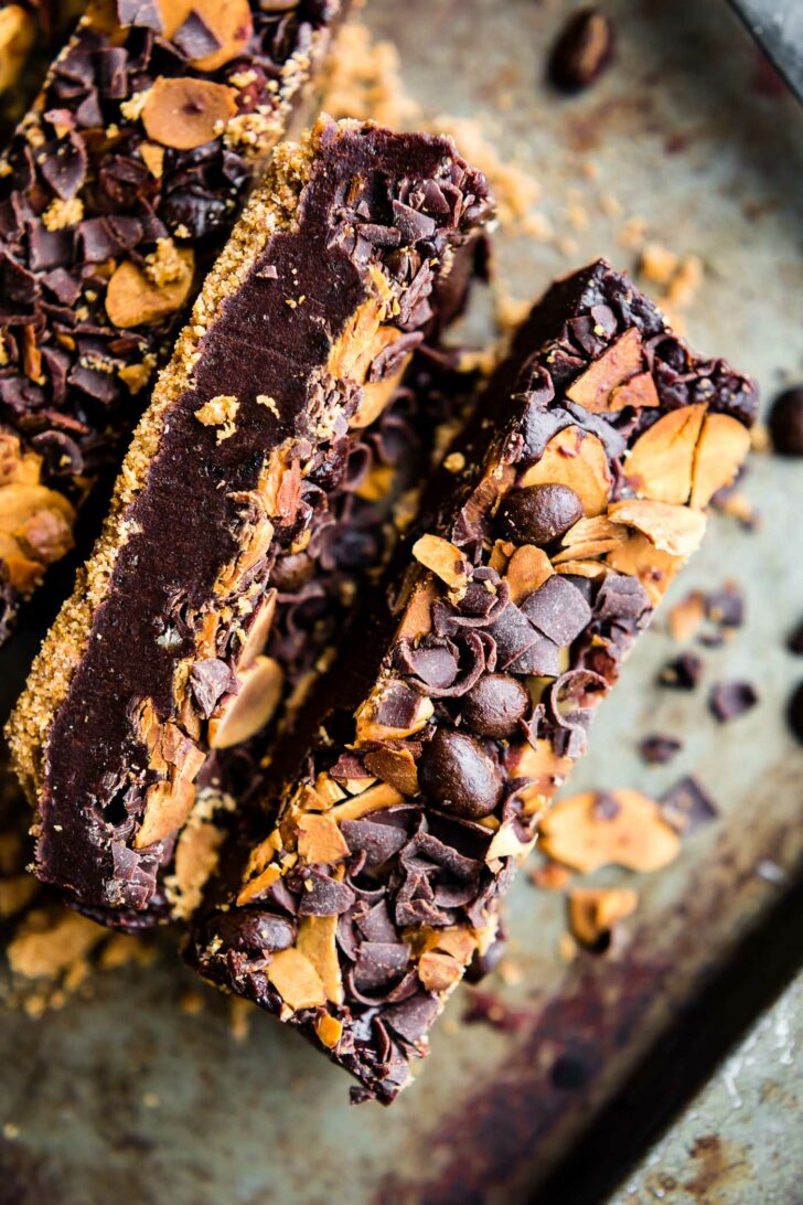 homemade vegan fudge with almonds and chocolate chips