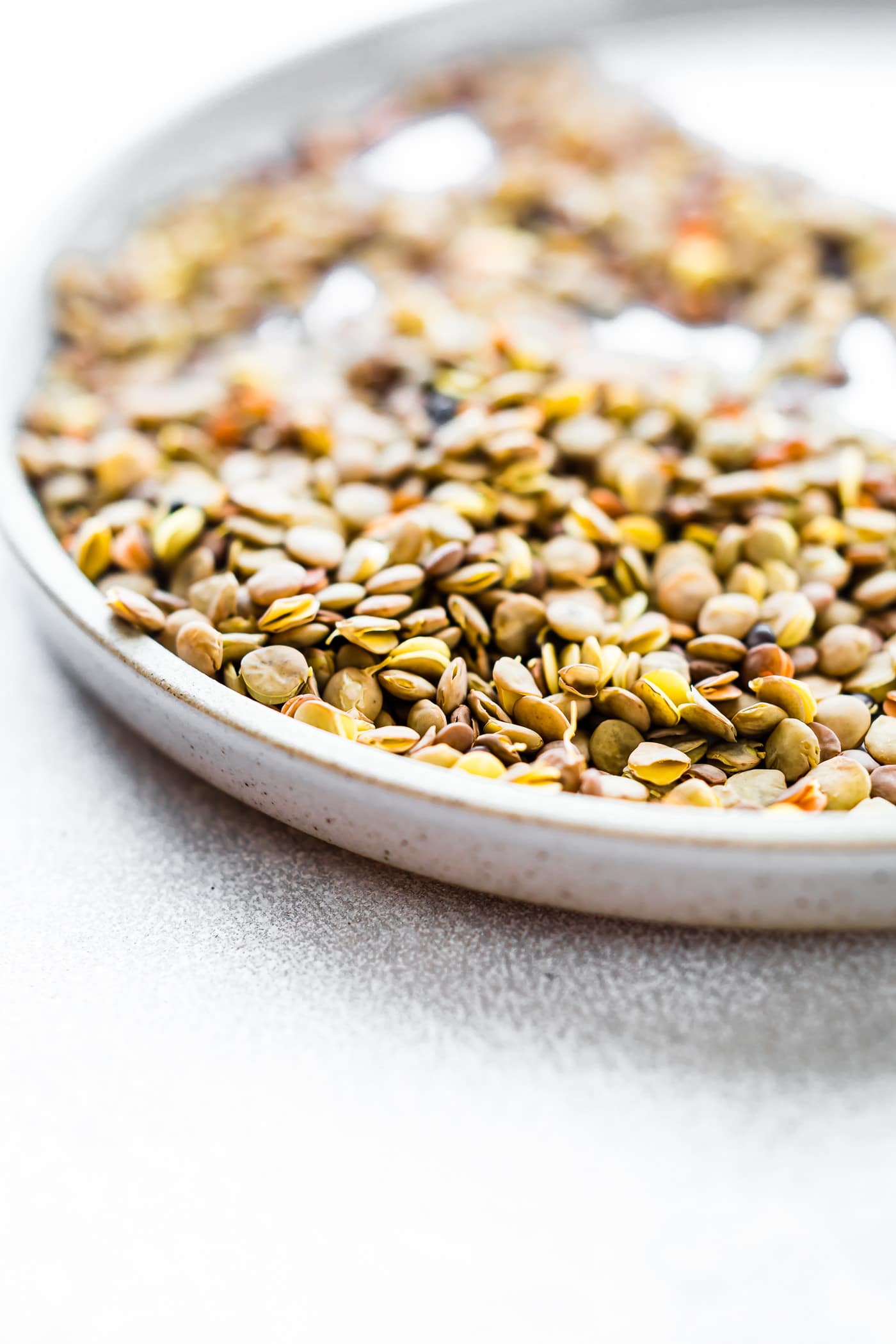 Dried Green Lentils on a plate